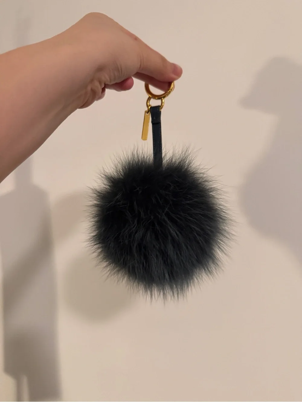 Fendi - Faux Fur Pom Keychain Charm - Black, Brown & Cream